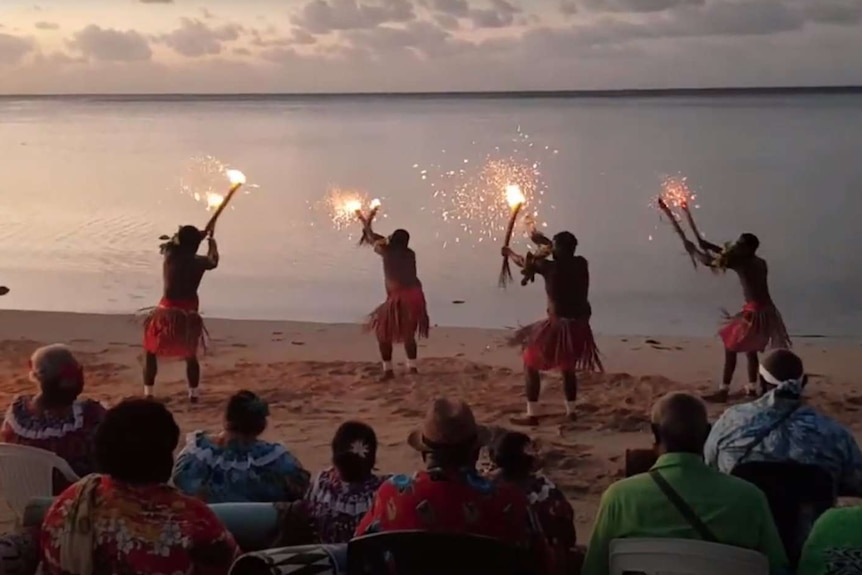 Torres Strait Islanders performing ceremonial dance