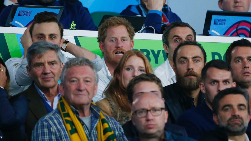 Prince Harry watches England lose to the Wallabies
