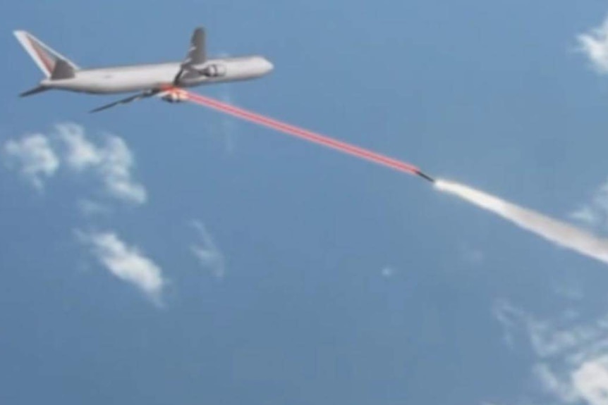 Plane deflects missile using Sky Shield