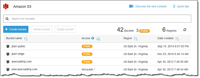 A screengrab of the Amazon bucket configuration system