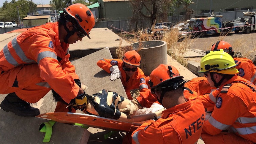 A disaster response team practices their skills ahead of the Top End cyclone season.