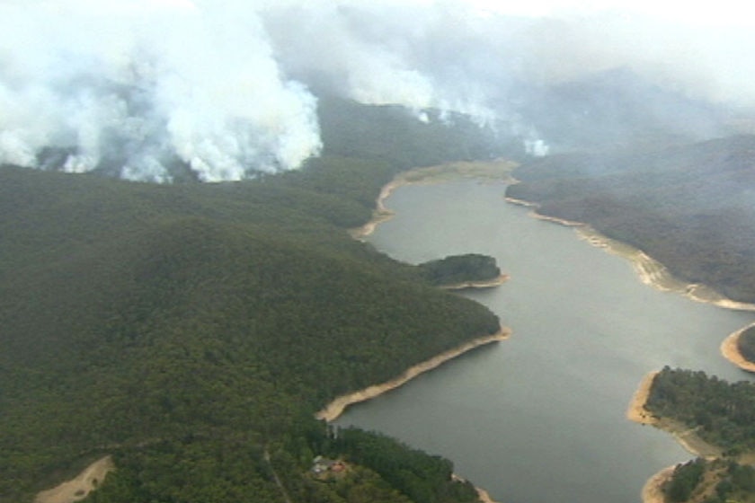 Bushfires burn around water catchments.