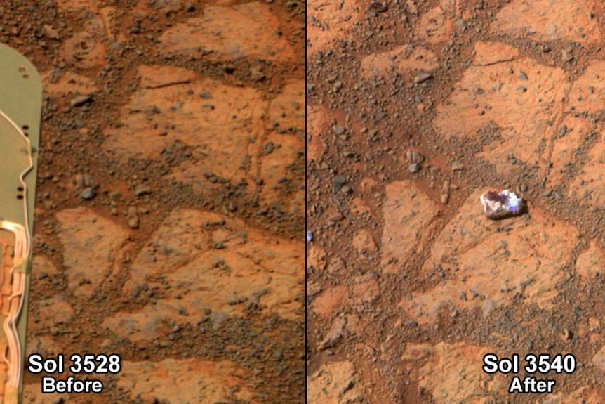 White rock appears on Mars