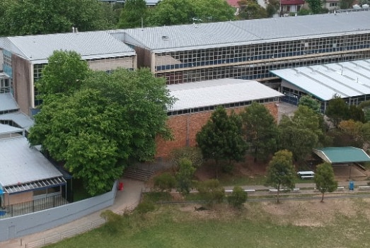 Aerial shot of school.