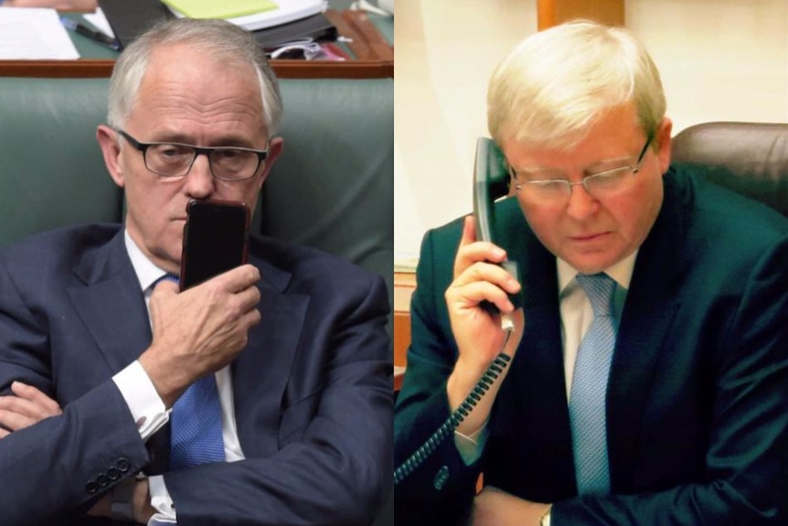 Malcolm Turnbull and Kevin Rudd on phone