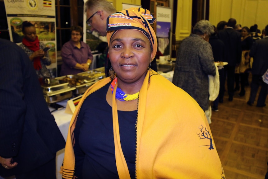 A lady celebrating Africa Day 2017 in Canberra.