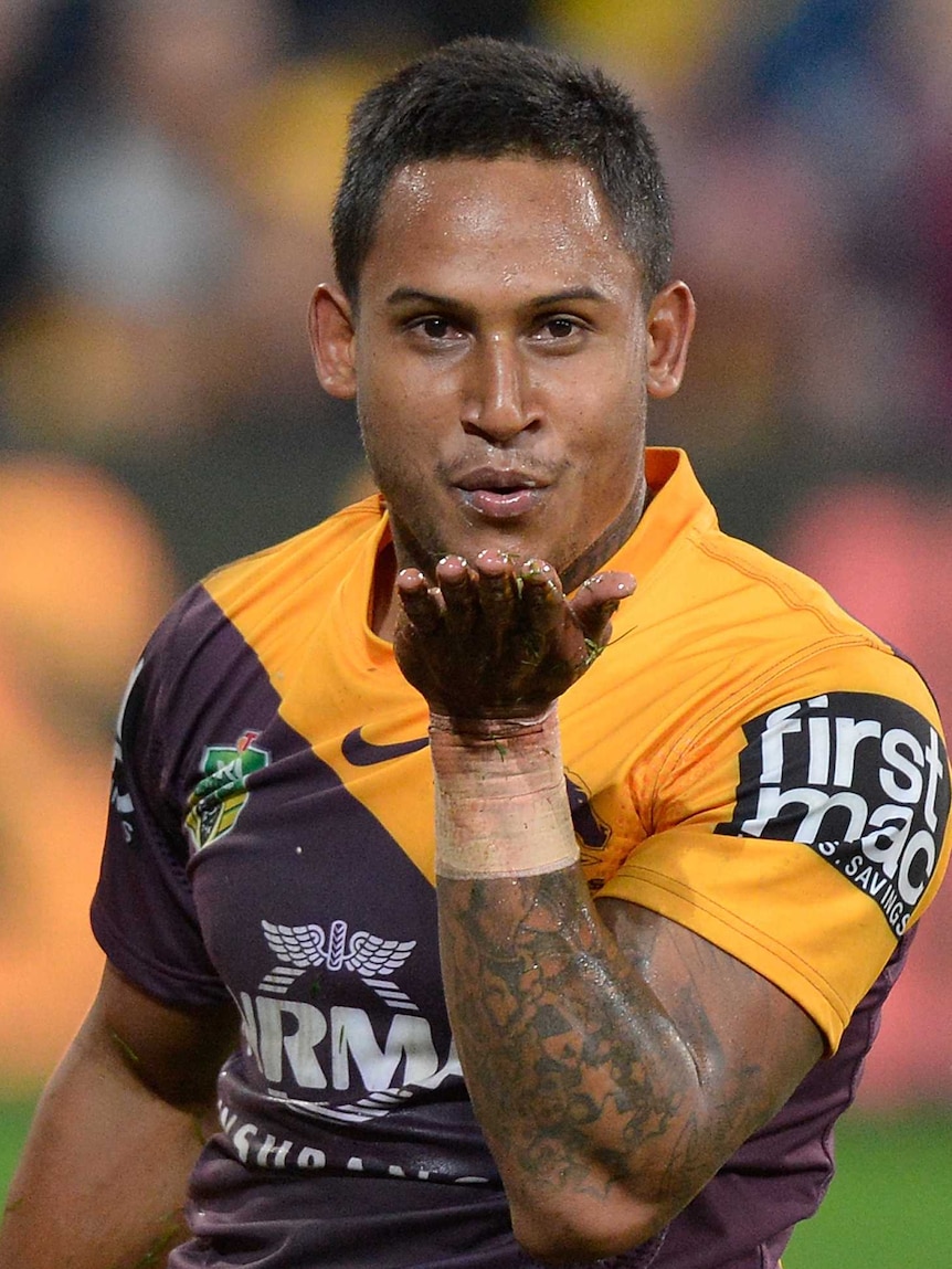 Barba blows a kiss to the camera after hat-trick against Knights