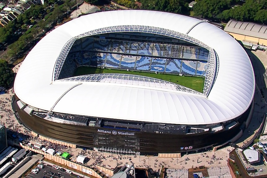 an aerial view of a new big stadium