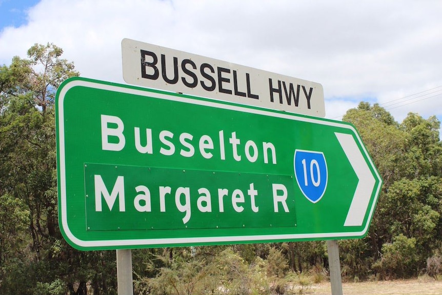 Bussell Highway sign in southern WA.