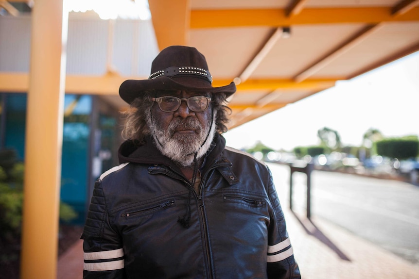 Indigenous man Ivan Frazer outside Kalgoorlie airport.