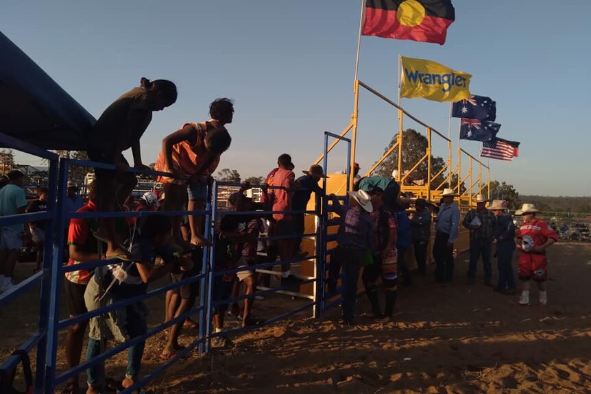 Indigenous students from Silver Lining Ficks Crossing attend a rodeo in Cherbourg.