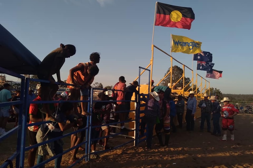 Indigenous students from Silver Lining Ficks Crossing attend a rodeo in Cherbourg.