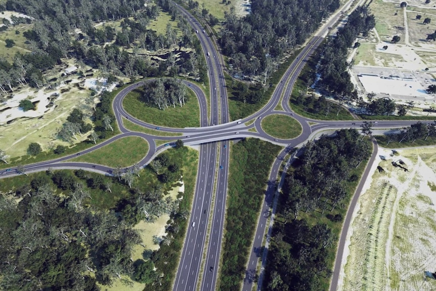 An artist impression of a major freeway interchange 