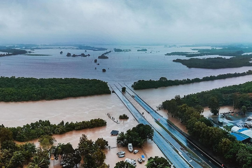 Aerial of flooding in Cairns.