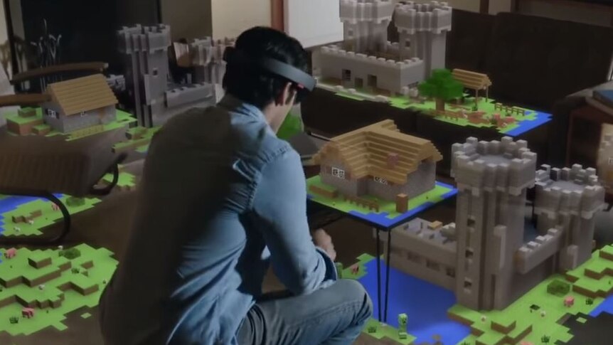 A Minecraft tech demo running on Microsoft's Hololens.