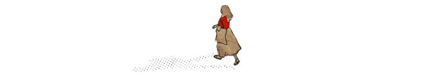 A sketch a woman with a red top