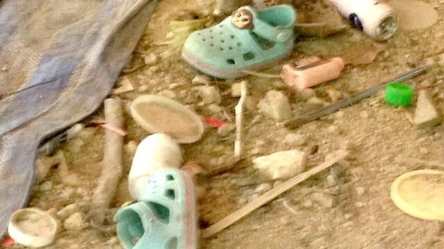 Toddler shoes left behind at Rohingya people smuggling camp Thailand