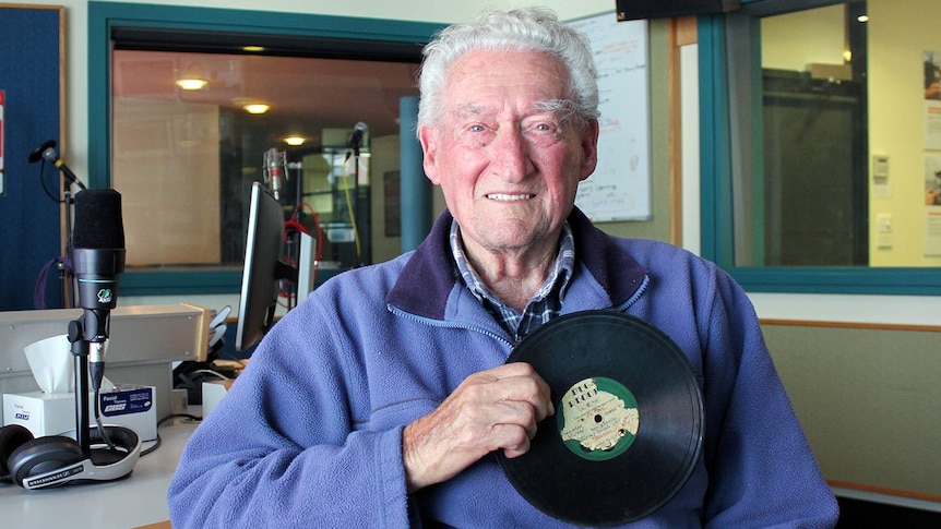 Murray Douch with a record he made in February 1944