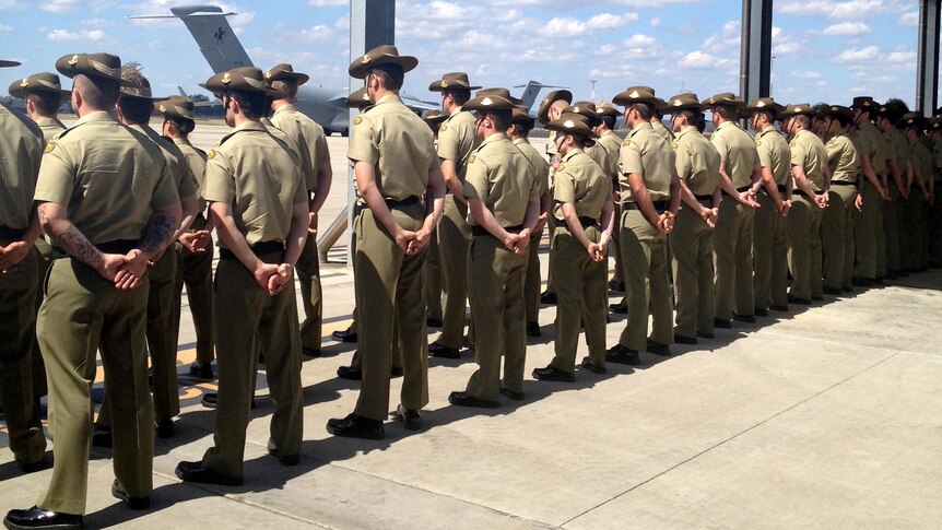 Ramp ceremony at RAAF Base Amberley for three Australian soldiers killed in Afghanistan.