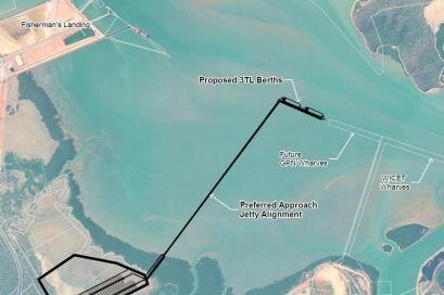 Graphic of planned coal terminal at Yarwun near Gladstone in Qld