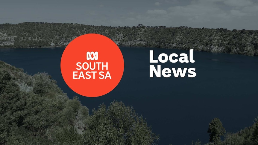 A landscape view of Mt Gambier's Blue Lake with the ABC South East SA logo and 'Local News' superimposed over the top.