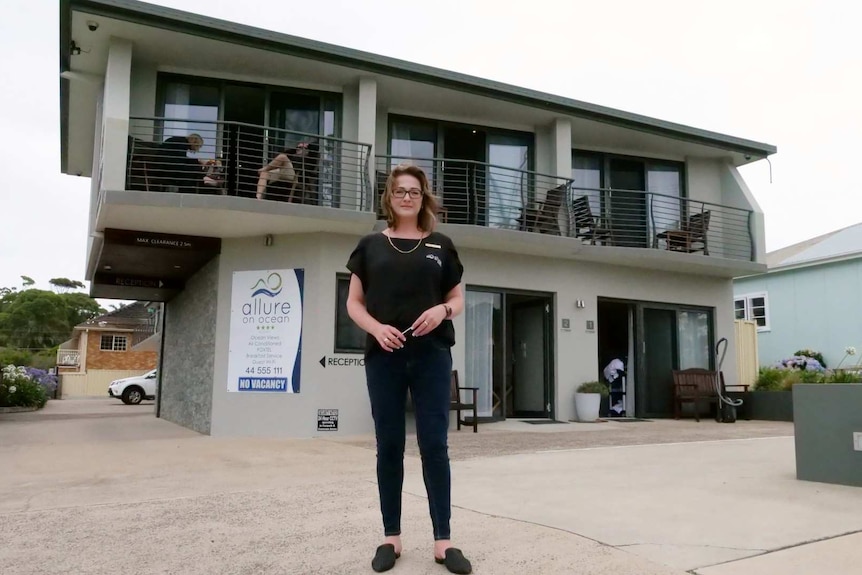 Belinda Brown outside the Allure Ocean Motel in Mollymook.