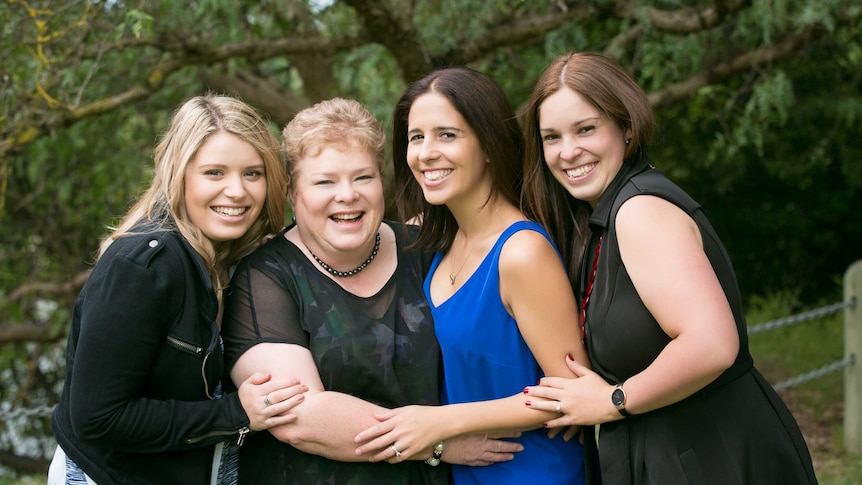 Natalie, Paulette and Chantal with their mother Jeannette.