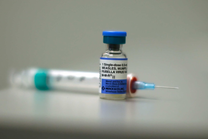 A measles vaccine is seen at Venice Family Clinic in Los Angeles, California.