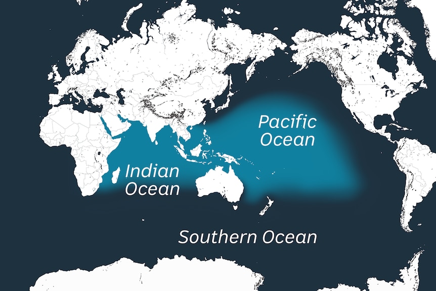 A world map shows the Indo-Pacific region with the Indian Ocean and Pacific Ocean highlighted