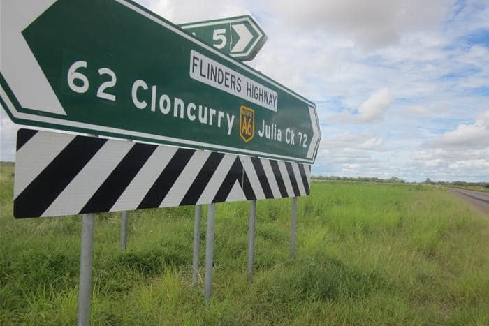 Road sign between Julia Creek and Cloncurry. 