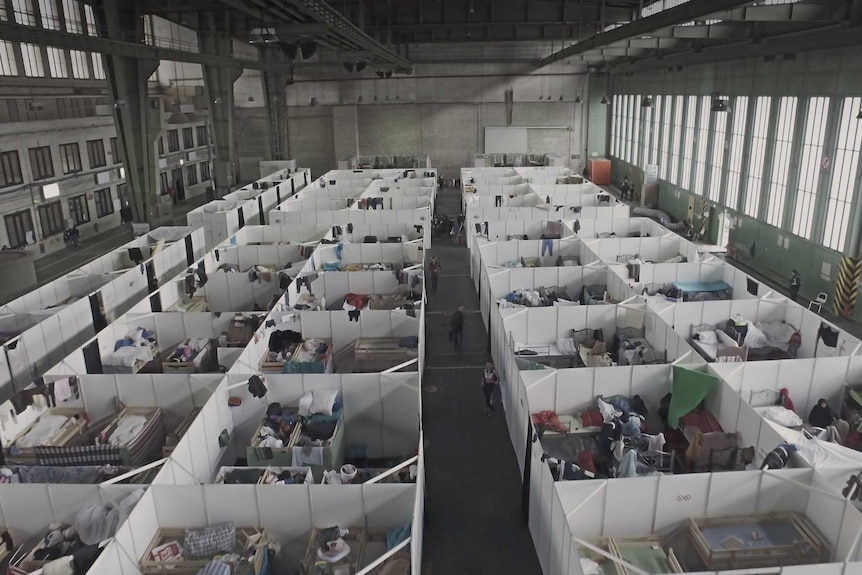 Asylum for Syrian refugees at the Airport Tempelhof refugee camp in Berlin, Germany.