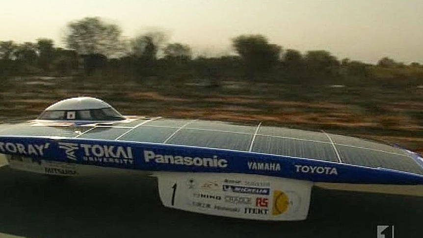 Solar car from Tokai University leads the race