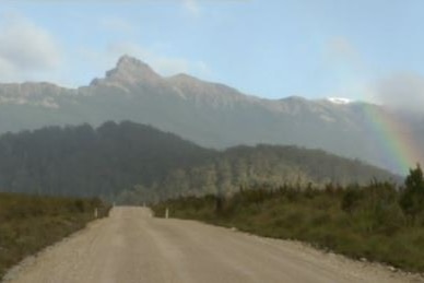 Snow on the mountains in the area where a Tasmanian man and his son went missing