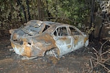 The burnt out car of missing person Goran Nikolovski