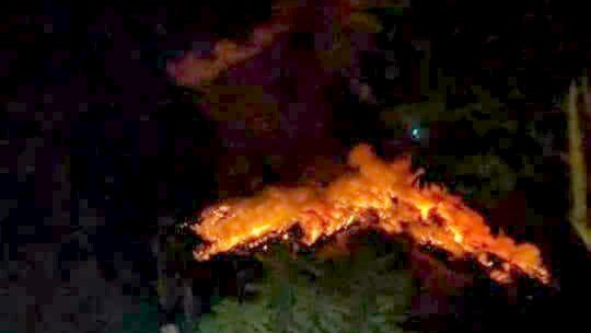 Mount Agung volcano erupts lava at night