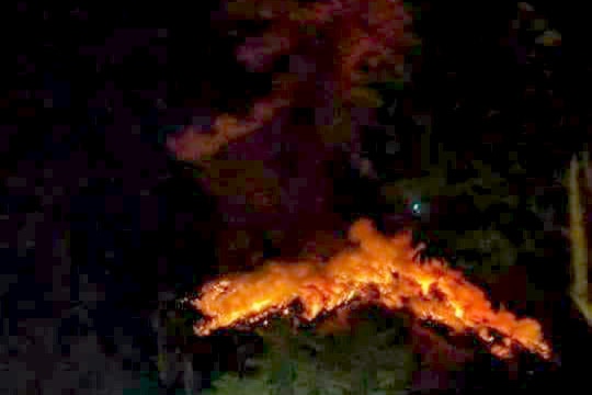 Mount Agung volcano erupts lava at night