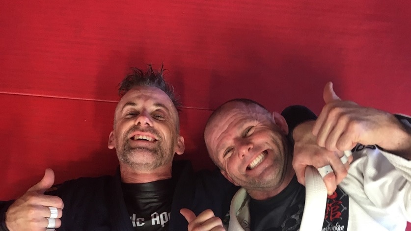 Jiu-jitsu expert Damian Todd celebrates after his world record.