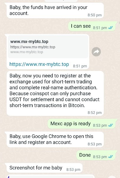 Two WhatsApp screenshots side by side with lots of text