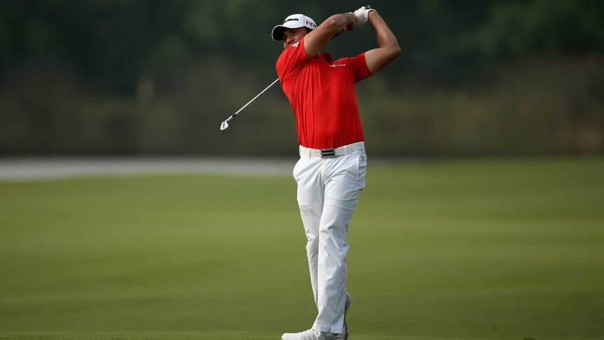 Australia's Jason Day hits a shot on the 18th during the second round of the New Orelans Open.