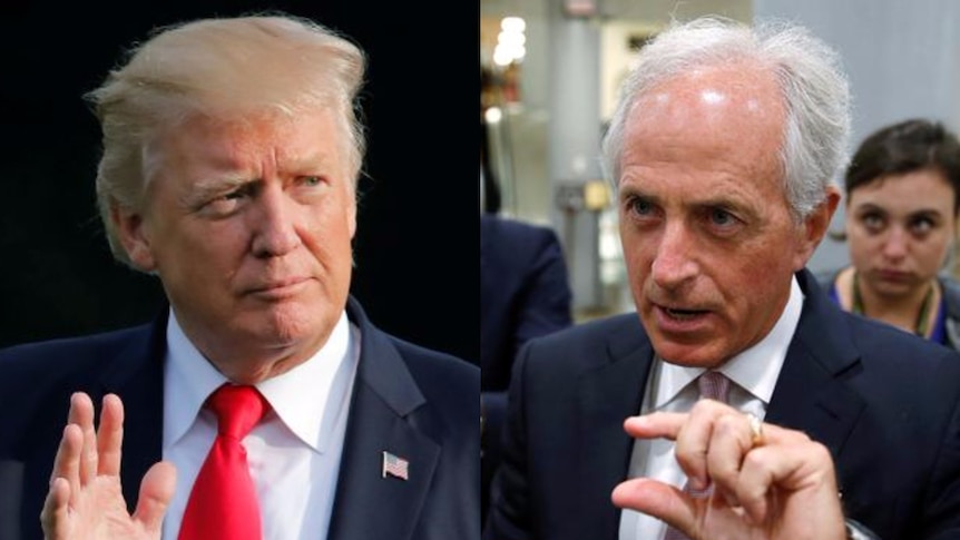 A composite photo of US President Donald Trump and retired Republican senator Bob Corker