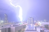 Lightning strikes in Brisbane during last night's storms.