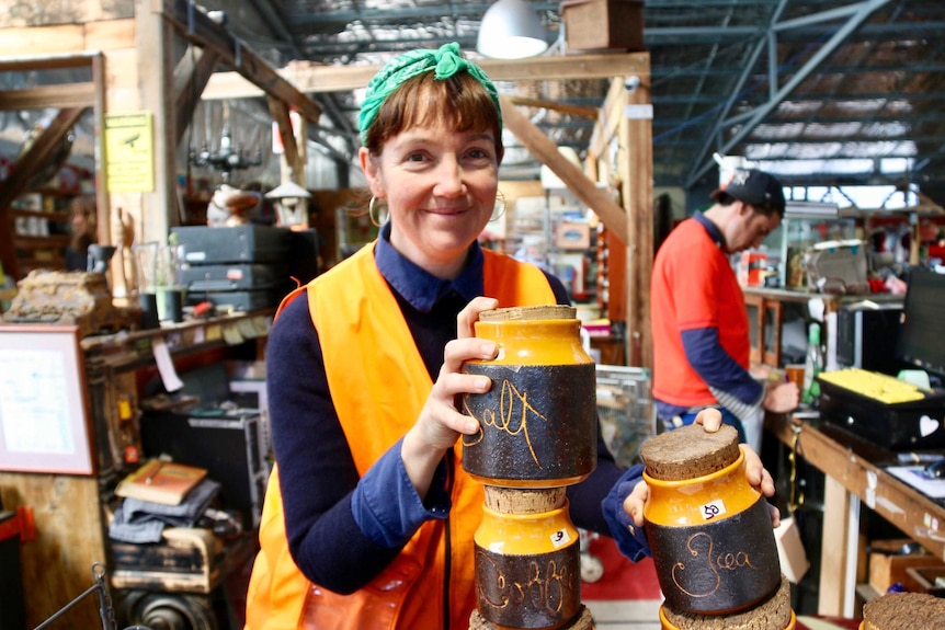 Molly Kendall with some collectable cannisters