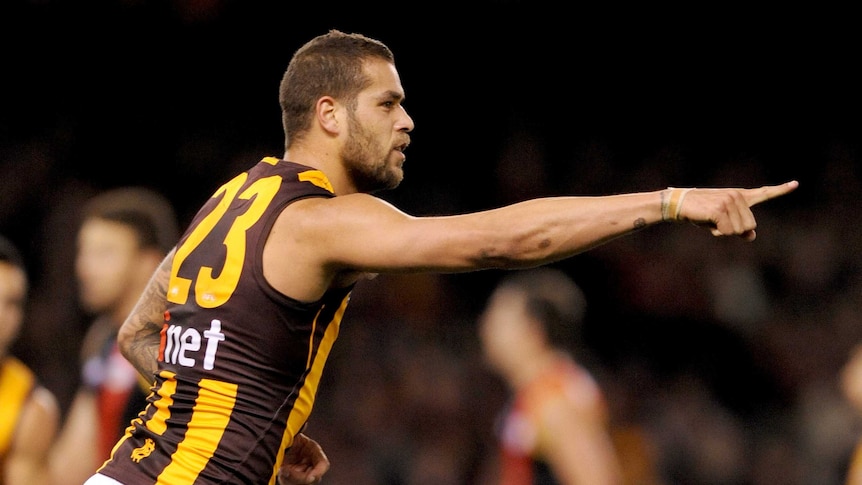 Hawthorn's Lance Franklin in action in round 18, 2013.