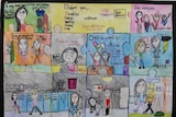 Colourful picture featuring different scenarios of where people can be respectful.