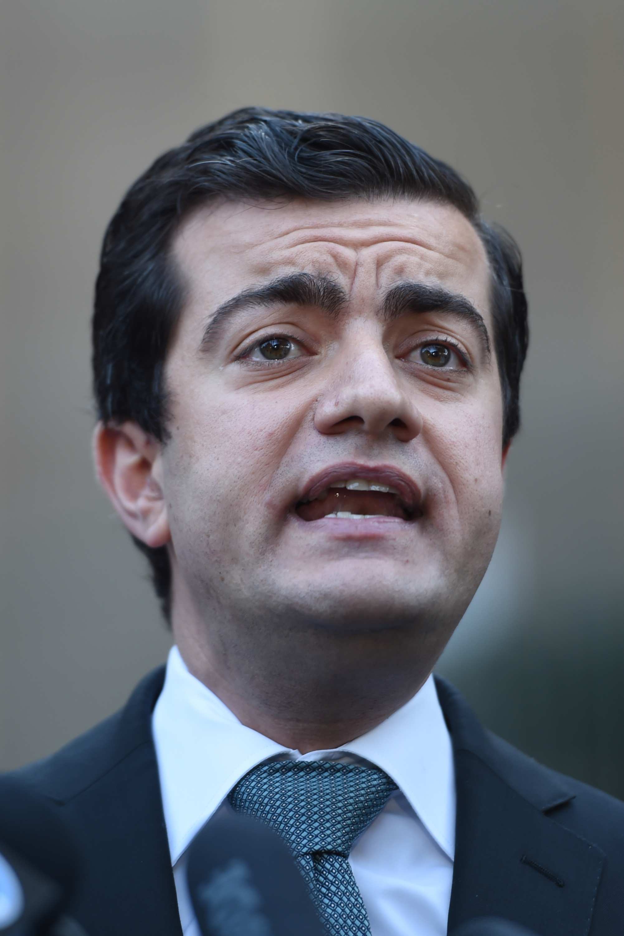 Labor Senator Sam Dastyari fronts the media.