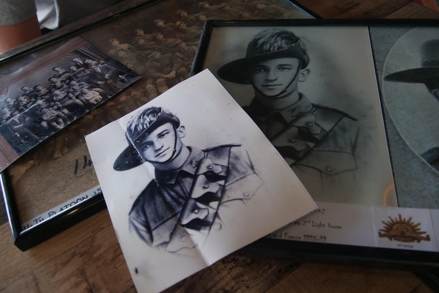 photo of soldier and same photo behind it in frame