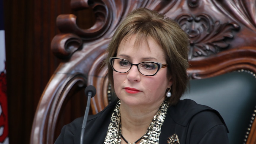 Sue Hickey in the Speaker's chair