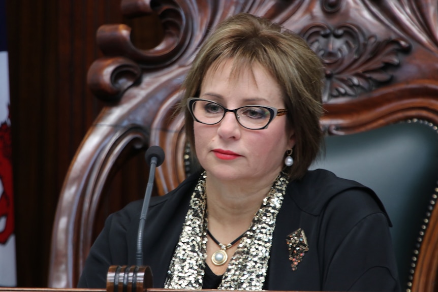 Sue Hickey in the Speaker's chair