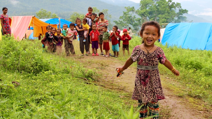 Children at Salyantar camp in Nepal