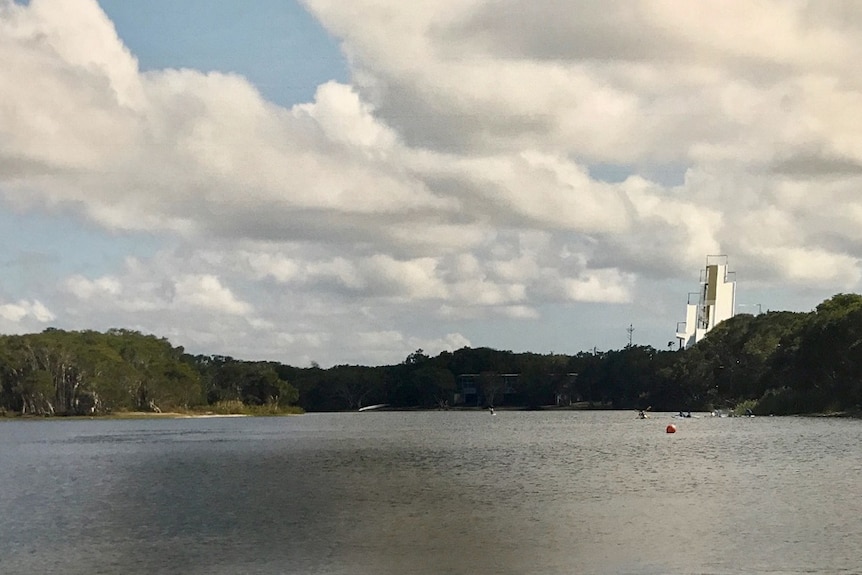 An image of the proposed Olympic ski jump training ramp at Lennox Head's Lake Ainsworth